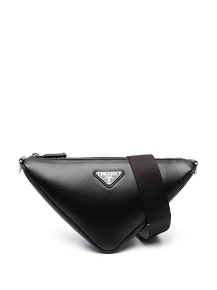 Сумка через плечо с треугольной табличкой с логотипом Prada black