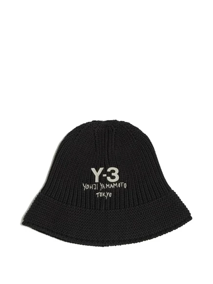 Мужская вязаная панама Y-3 с вышивкой, черная