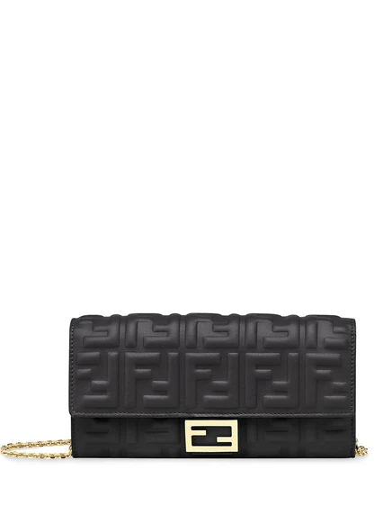 Женский кошелек-клатч Fendi Baguette на цепочке, черный