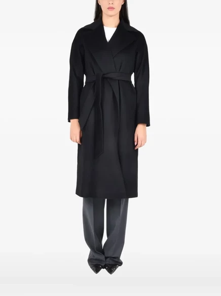 Женское кашемировое пальто Max Mara с поясом, черное