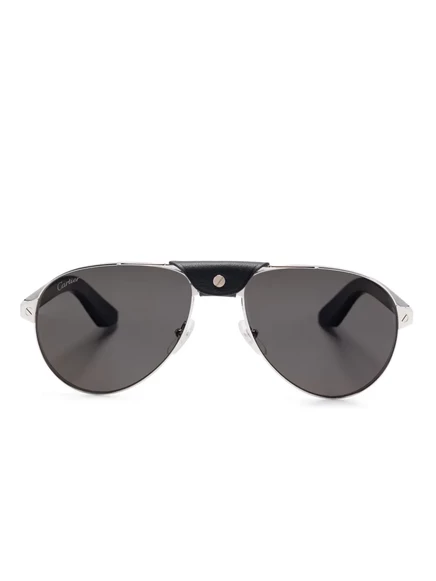 Мужские солнцезащитные очки Cartier Eyewear Santos De Cartier, серебристые