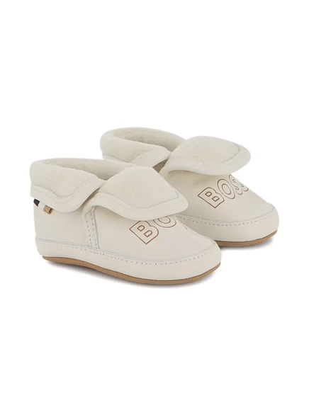 Кожаные пинетки на подкладке из овечьей шерсти BOSS Kidswear