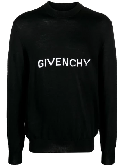 Шерстяной джемпер цвета интарсии с логотипом Givenchy black