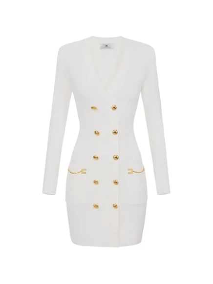 Женское платье Elisabetta Franchi мини двубортное, белое