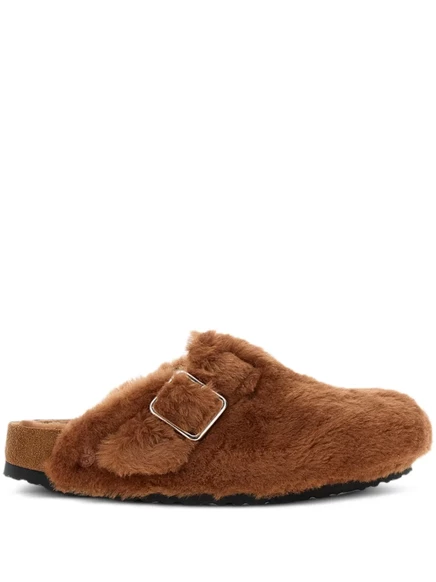 Женские мюли Birkenstock с мехом, коричневые
