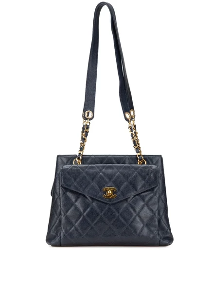 Женская сумка CHANEL Pre-Owned 1996–1997 стеганая caviar, синяя
