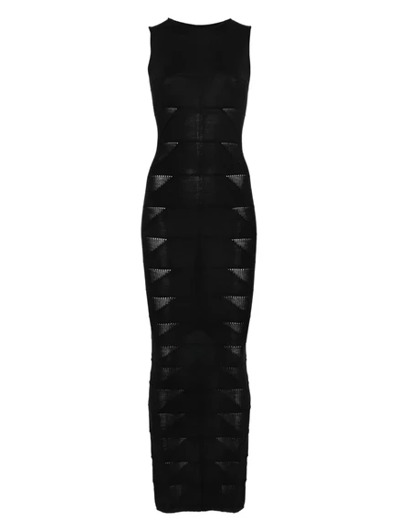 Женское платье Rick Owens макси трикотажное с узором, черное