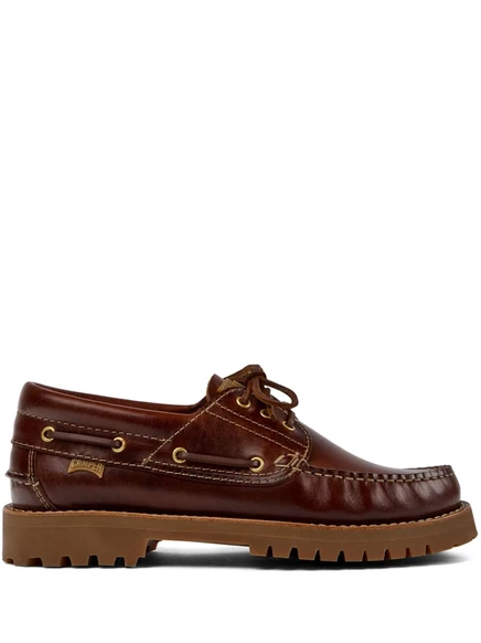 Кожаные лодочные туфли Camper Nautico с передником и носком brown