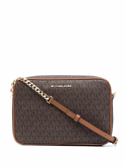 Кожаная сумка через плечо Michael Michael Kors Jet Set brown