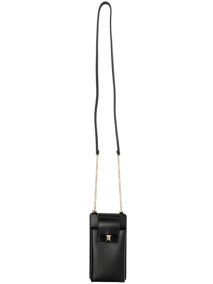 Кожаный чехол для телефона с логотипом Ferragamo black