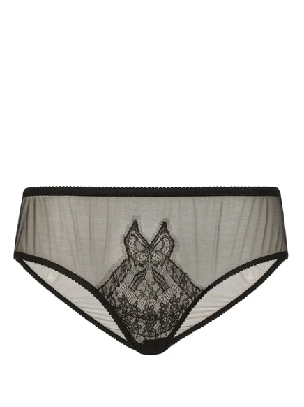 Женские трусы Dolce & Gabbana с кружевом и тюлем, черные