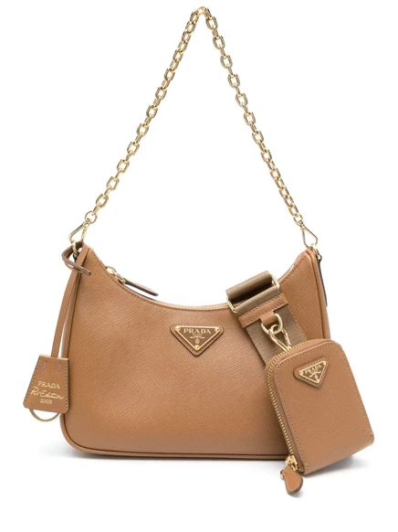 Кожаная сумка через плечо Prada, переизданная в 2005 году brown