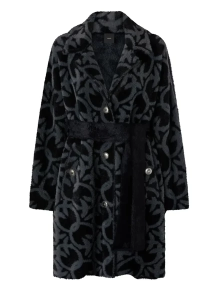 Женское пальто Pinko с узором и поясом, черное
