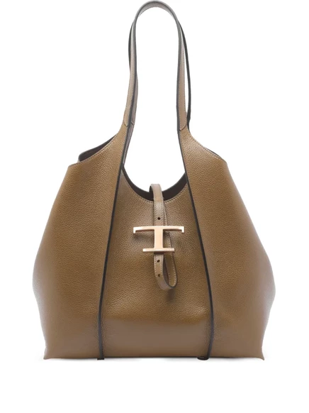 Женская сумка-тоут Tod's T-Timeless средняя из кожи, коричневая