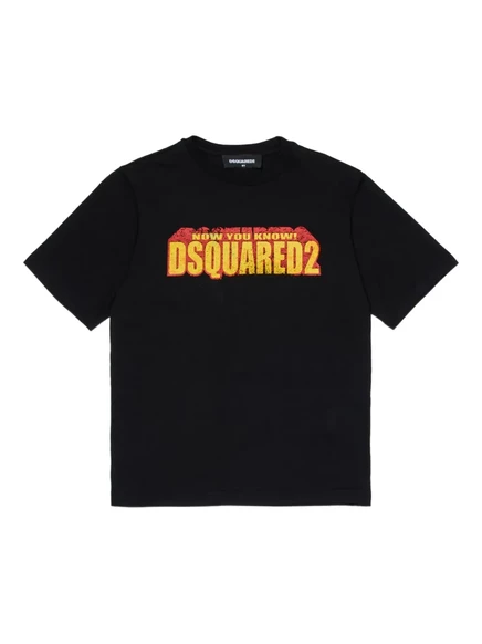 Детская футболка DSQUARED2 с логотипом, черная