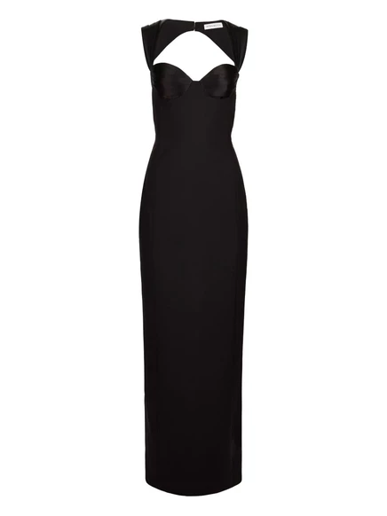 Макси-платье Nina Ricci с атласными вставками и открытой спиной black