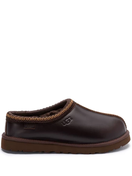 Мужские тапочки Ugg Tazz кожаные с овчиной, коричневые