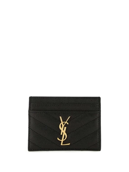 Женский картхолдер Saint Laurent с логотипом YSL, черный