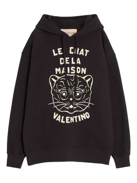 Мужское худи Valentino Garavani Chat de La Maison с нашивкой, черное