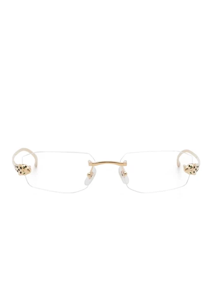 Унисекс очки Cartier Eyewear безободковые прямоугольные, золотистые