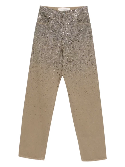 Женские джинсы Golden Goose с кристаллами Swarovski, хаки