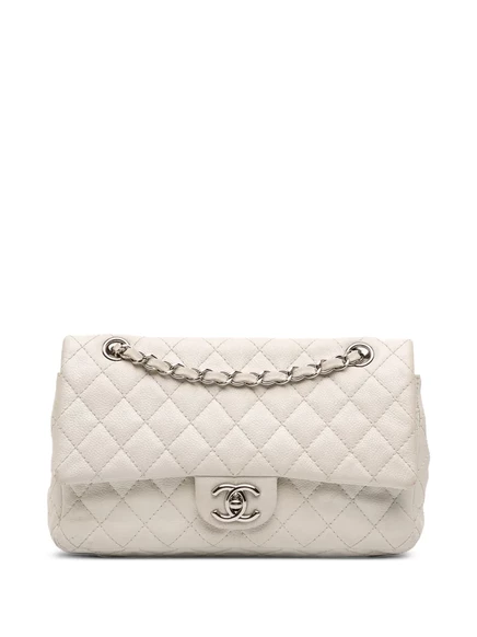 Бывшая в употреблении сумка CHANEL 2008-2009 Medium Classic Caviar с двойным клапаном через плечо