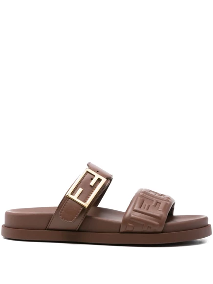 Босоножки на плоской подошве с двумя ремешками FENDI brown