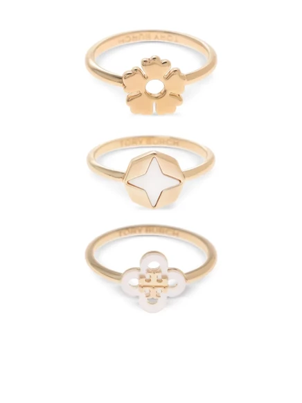 Женские кольца Tory Burch комплект из трех с Double T, золотистые