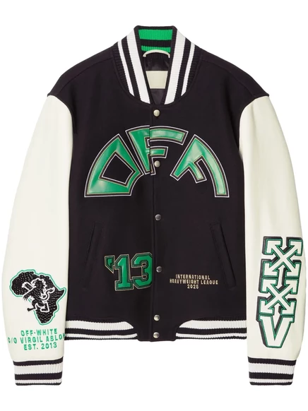Мужская бомбер Off-White с аппликацией логотипа, черная