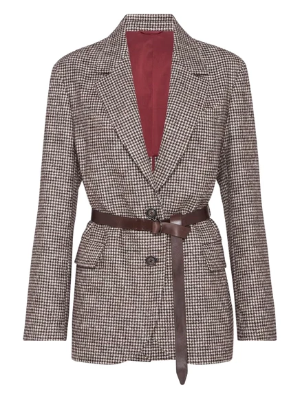 Женский пиджак Brunello Cucinelli, клетка, коричневый