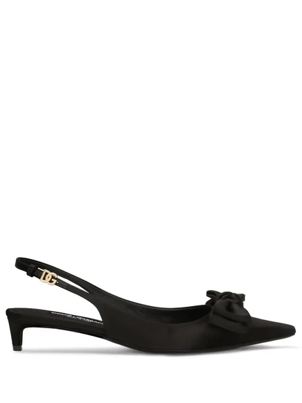 Туфли-лодочки Dolce & Gabbana с бантиком длиной 30 мм и ремешком на спине  black