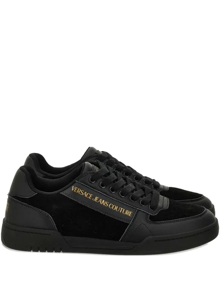 Кожаные кроссовки с логотипом Versace Jeans Couture  black