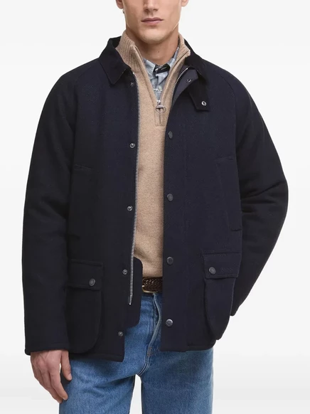 Мужская куртка Barbour на пуговицах с вельветовым воротником, синяя