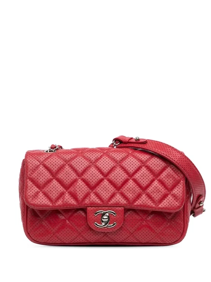 Женская сумка CHANEL Pre-Owned из ягнячьей кожи, красная