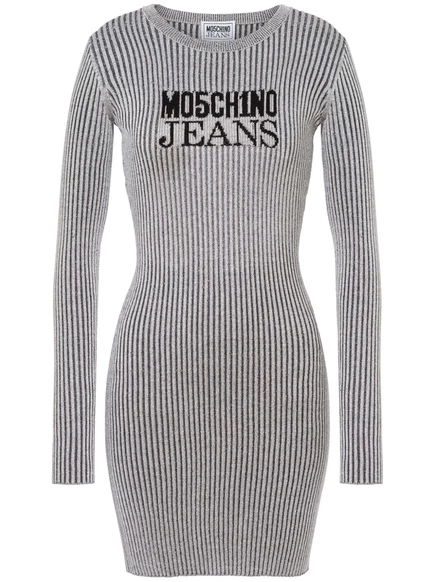 Женское платье Moschino Jeans с вырезами в полоску, серое