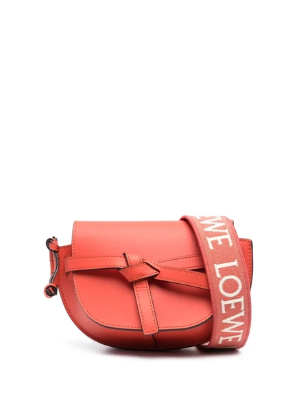 Двойная кожаная сумка LOEWE mini Gate через плечо orange