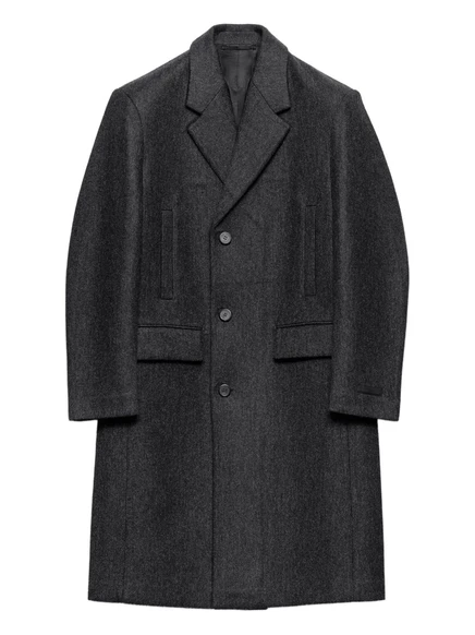 Шерстяное пальто с вырезами от Prada grey
