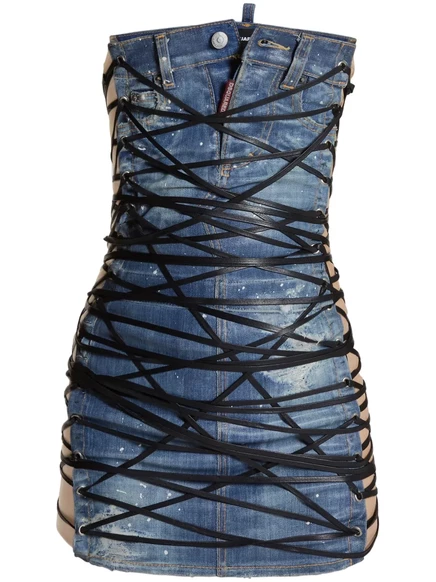 Джинсовое платье с корсетом DSQUARED2  blue