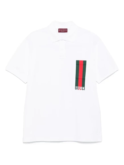 Мужская рубашка-поло Gucci с Web-деталью, белая