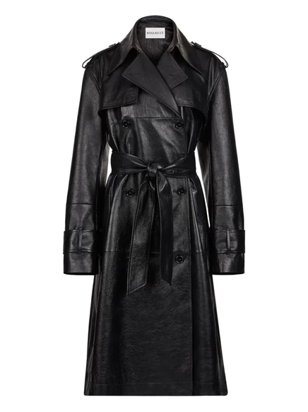 Женский тренч Nina Ricci из кожи ягненка, черный