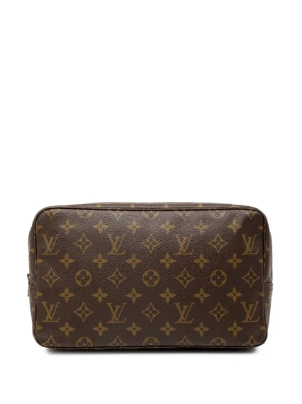 Винтажный клатч Louis Vuitton Trousse Toilette 28 в монограмме, коричневый