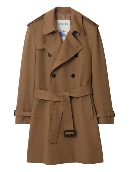 Мужской тренч Burberry кашемировый с поясом, коричневый