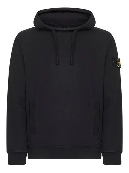 Мужское худи Stone Island с карманом-кенгуру, черное