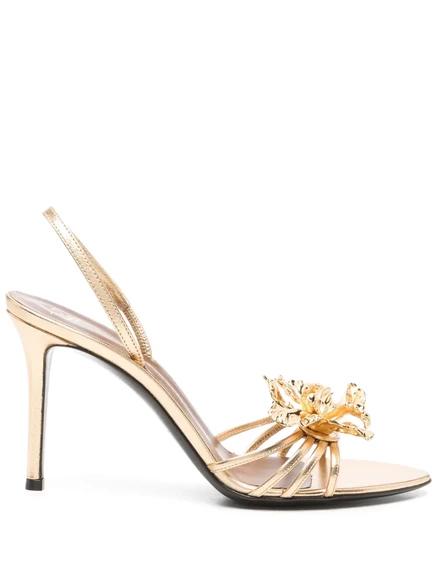 Босоножки Giuseppe Zanotti с орхидеей 90 мм  gold