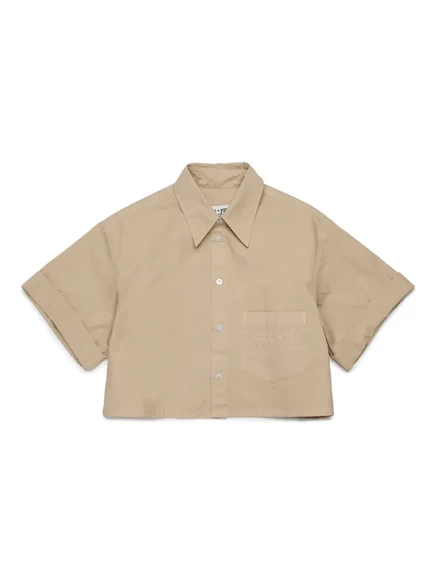 Детская поплиновая рубашка MM6 Maison Margiela Kids, песочная