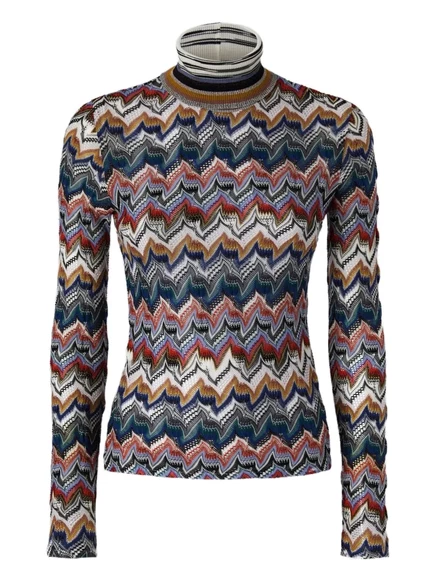 Женский свитер Missoni водолазка вязаный, синий