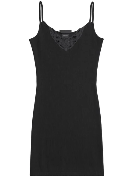 Женское мини-платье Balenciaga с кружевной отделкой, черное