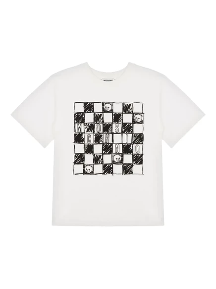 Футболка Moschino Kids с принтом в виде шахматной доски white