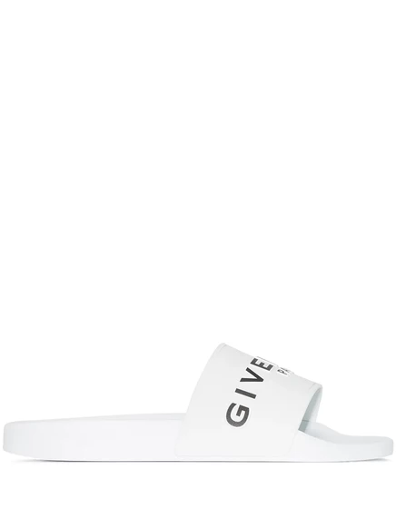 Мужские шлепанцы Givenchy с контрастным логотипом, белые