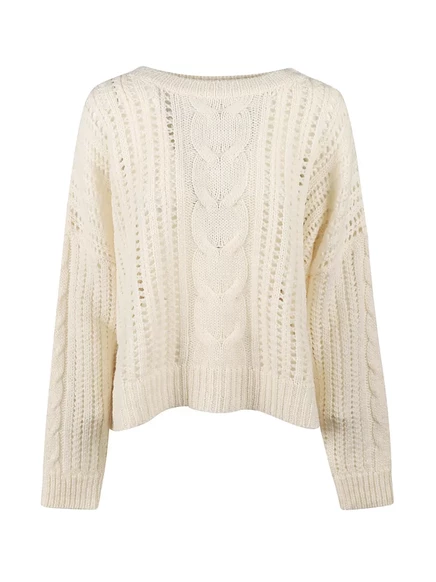 Женский вязаный свитер Weekend Max Mara с ажуром, белый